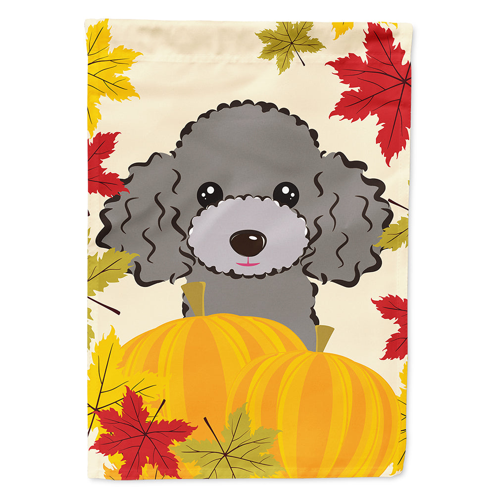 Silver Gray Poodle Thanksgiving House Flag 28x40 Porch Sleeve Pole Decorative Outside Yard Banner Artwork Wall Hanging, Polyester