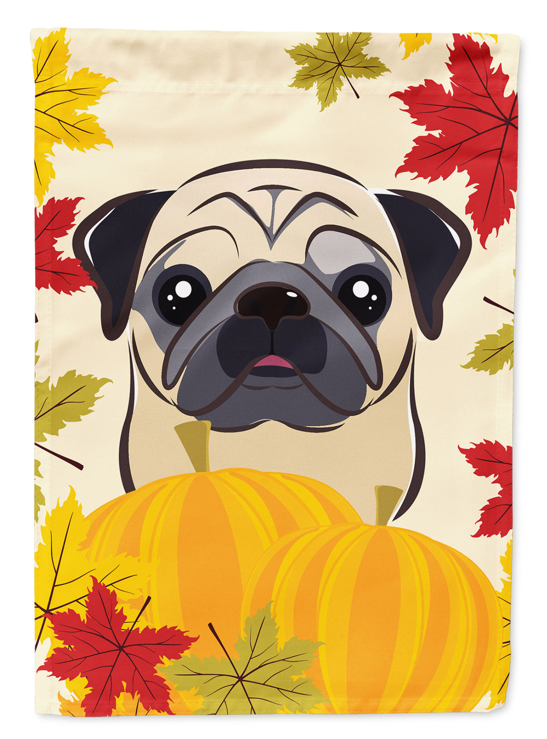 Fawn Pug Thanksgiving House Flag 28x40 Porch Sleeve Pole Decorative Outside Yard Banner Artwork Wall Hanging, Polyester