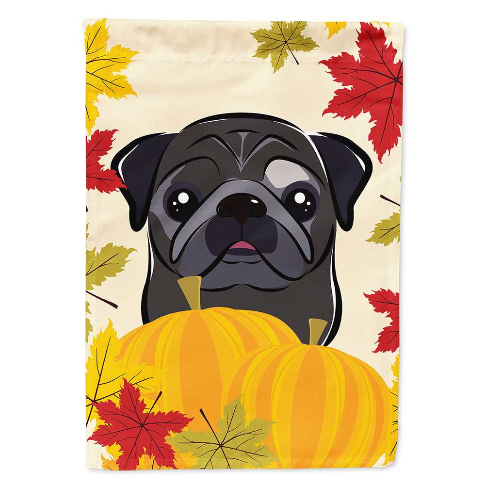 Black Pug Thanksgiving House Flag 28x40 Porch Sleeve Pole Decorative Outside Yard Banner Artwork Wall Hanging, Polyester