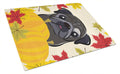 Black Pug Thanksgiving Cutting Board Tempered Glass Kitchen Cutting Surface, Heat Resistant Chopping, Non-Slip Feet, Food Prep & Serving
