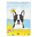 Boston Terrier Summer Beach House Flag 28x40 Porch Sleeve Pole Decorative Outside Yard Banner Artwork Wall Hanging, Polyester