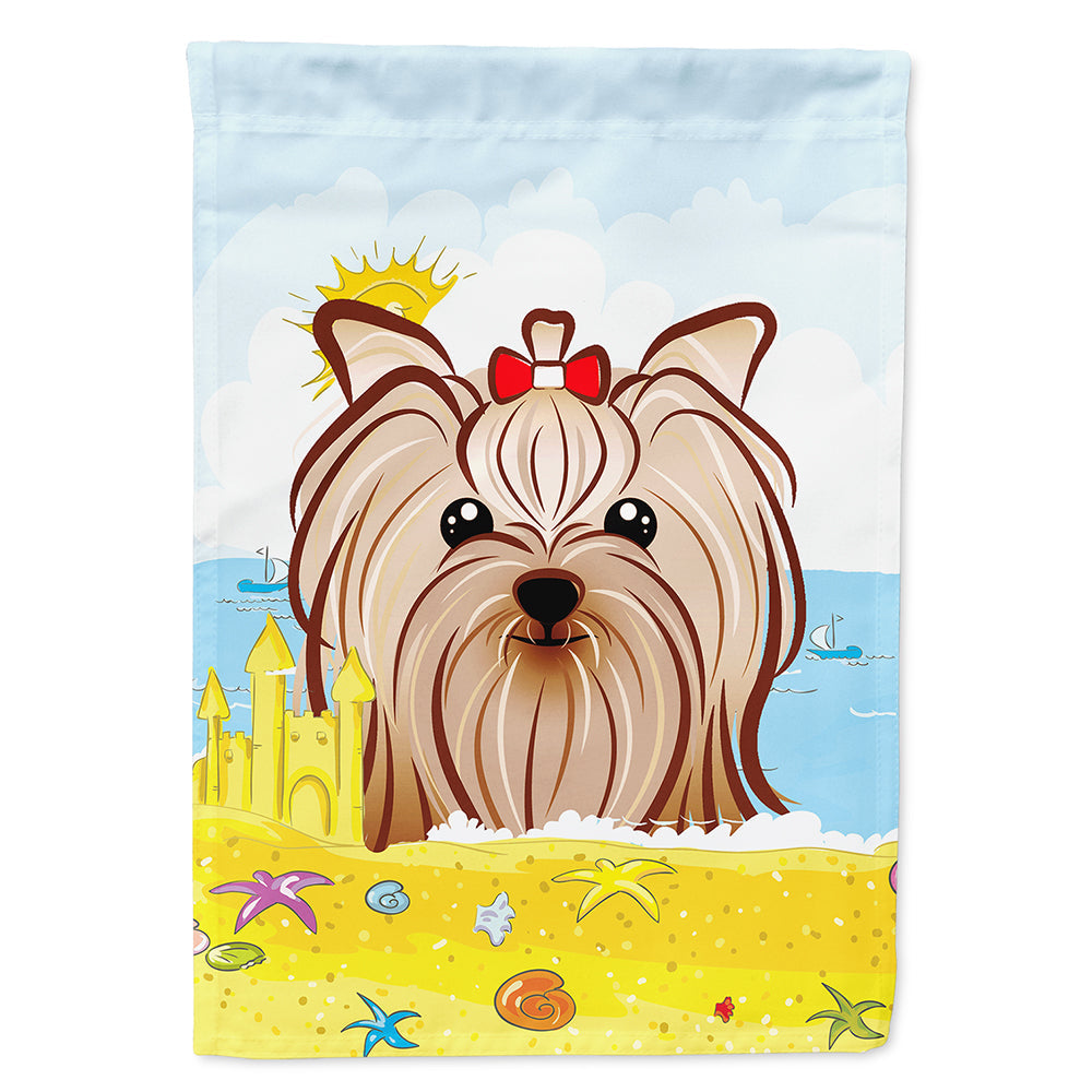 Yorkie Yorkishire Terrier Summer Beach House Flag 28x40 Porch Sleeve Pole Decorative Outside Yard Banner Artwork Wall Hanging, Polyester