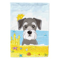 Schnauzer Summer Beach House Flag 28x40 Porch Sleeve Pole Decorative Outside Yard Banner Artwork Wall Hanging, Polyester