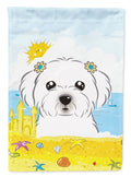 Maltese Summer Beach House Flag 28x40 Porch Sleeve Pole Decorative Outside Yard Banner Artwork Wall Hanging, Polyester