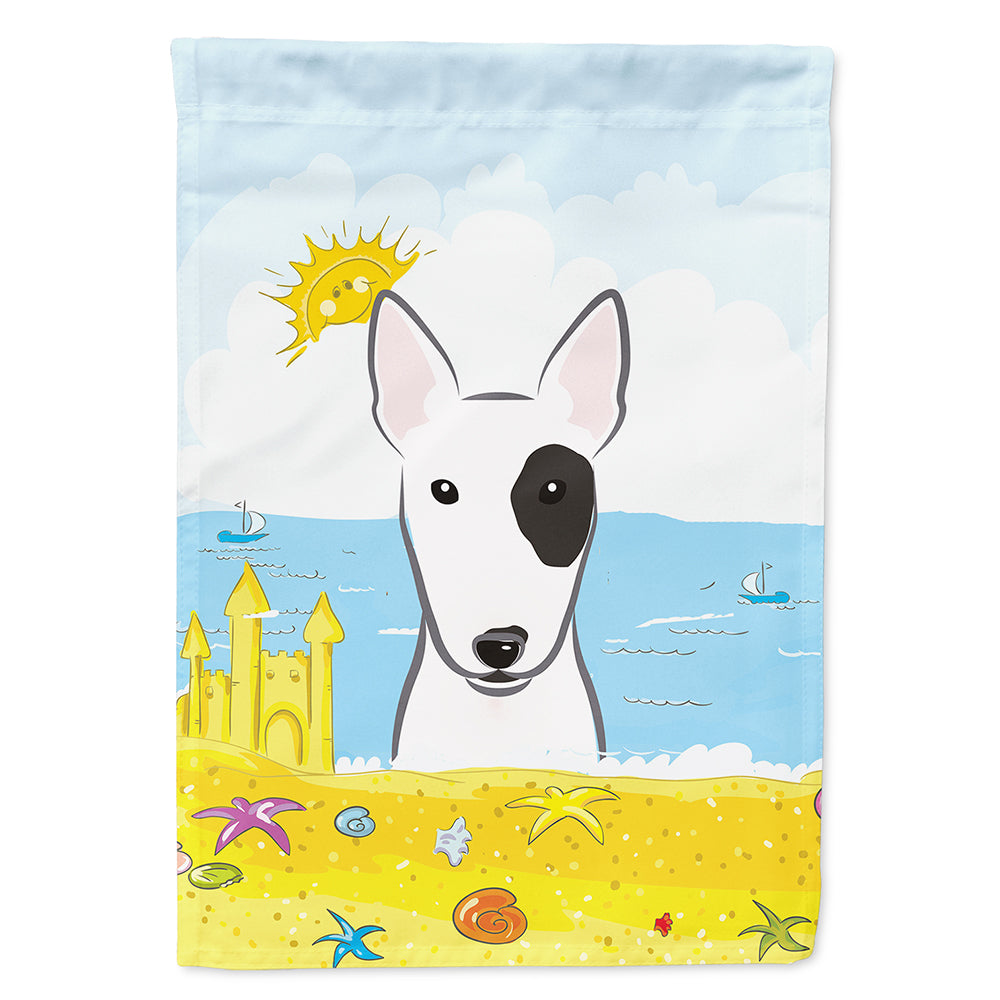 Bull Terrier Summer Beach House Flag 28x40 Porch Sleeve Pole Decorative Outside Yard Banner Artwork Wall Hanging, Polyester