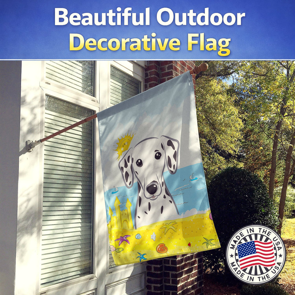 Dalmatian Summer Beach House Flag 28x40 Porch Sleeve Pole Decorative Outside Yard Banner Artwork Wall Hanging, Polyester
