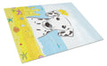Dalmatian Summer Beach Cutting Board Tempered Glass Kitchen Cutting Surface, Heat Resistant Chopping, Non-Slip Feet, Food Prep & Serving
