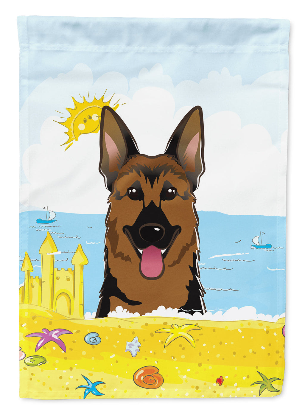 German Shepherd Summer Beach House Flag 28x40 Porch Sleeve Pole Decorative Outside Yard Banner Artwork Wall Hanging, Polyester