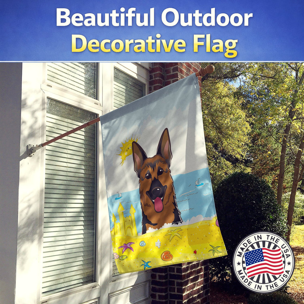 German Shepherd Summer Beach House Flag 28x40 Porch Sleeve Pole Decorative Outside Yard Banner Artwork Wall Hanging, Polyester