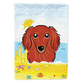 Longhair Red Dachshund Summer Beach House Flag 28x40 Porch Sleeve Pole Decorative Outside Yard Banner Artwork Wall Hanging, Polyester