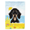 Smooth Black and Tan Dachshund Summer Beach House Flag 28x40 Porch Sleeve Pole Decorative Outside Yard Banner Artwork Wall Hanging, Polyester