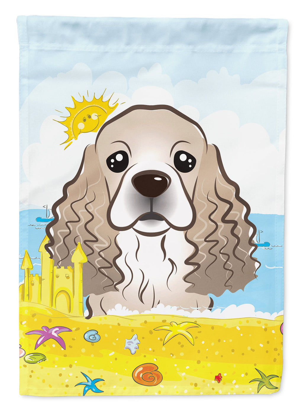 Cocker Spaniel Summer Beach House Flag 28x40 Porch Sleeve Pole Decorative Outside Yard Banner Artwork Wall Hanging, Polyester