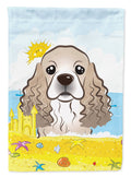 Cocker Spaniel Summer Beach House Flag 28x40 Porch Sleeve Pole Decorative Outside Yard Banner Artwork Wall Hanging, Polyester