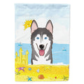 Alaskan Malamute Summer Beach House Flag 28x40 Porch Sleeve Pole Decorative Outside Yard Banner Artwork Wall Hanging, Polyester