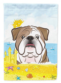 English Bulldog  Summer Beach House Flag 28x40 Porch Sleeve Pole Decorative Outside Yard Banner Artwork Wall Hanging, Polyester