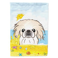 Pekingese Summer Beach House Flag 28x40 Porch Sleeve Pole Decorative Outside Yard Banner Artwork Wall Hanging, Polyester