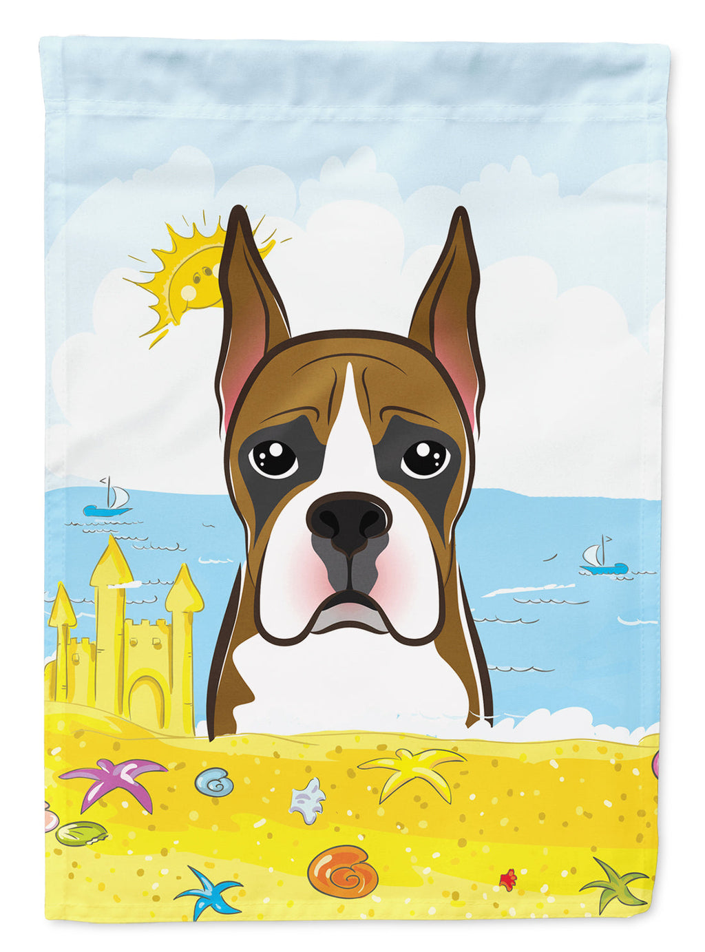 Boxer Summer Beach House Flag 28x40 Porch Sleeve Pole Decorative Outside Yard Banner Artwork Wall Hanging, Polyester