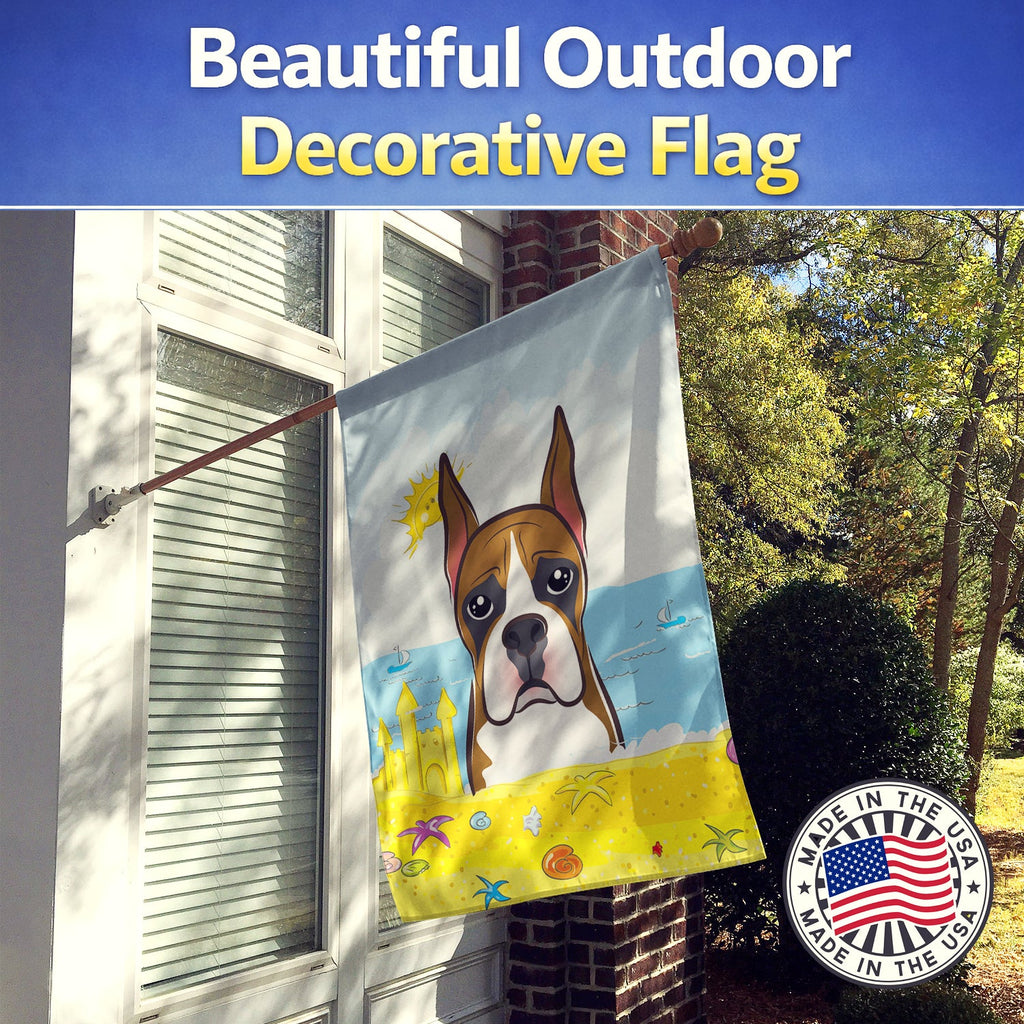Boxer Summer Beach House Flag 28x40 Porch Sleeve Pole Decorative Outside Yard Banner Artwork Wall Hanging, Polyester