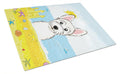 Westie Summer Beach Cutting Board Tempered Glass Kitchen Cutting Surface, Heat Resistant Chopping, Non-Slip Feet, Food Prep & Serving