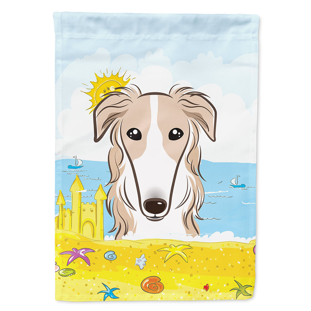 Borzoi Summer Beach House Flag 28x40 Porch Sleeve Pole Decorative Outside Yard Banner Artwork Wall Hanging, Polyester