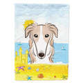 Borzoi Summer Beach House Flag 28x40 Porch Sleeve Pole Decorative Outside Yard Banner Artwork Wall Hanging, Polyester