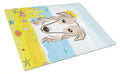 Borzoi Summer Beach Cutting Board Tempered Glass Kitchen Cutting Surface, Heat Resistant Chopping, Non-Slip Feet, Food Prep & Serving