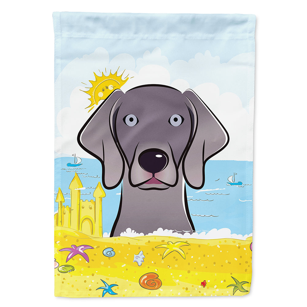 Weimaraner Summer Beach House Flag 28x40 Porch Sleeve Pole Decorative Outside Yard Banner Artwork Wall Hanging, Polyester