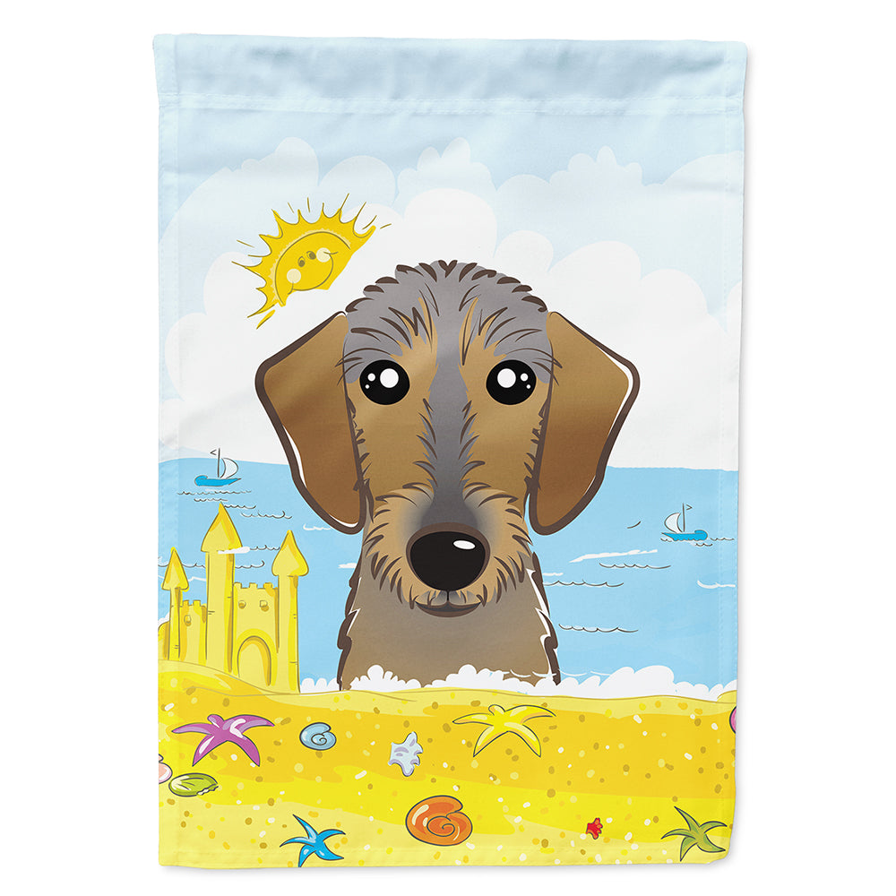 Wirehaired Dachshund Summer Beach House Flag 28x40 Porch Sleeve Pole Decorative Outside Yard Banner Artwork Wall Hanging, Polyester