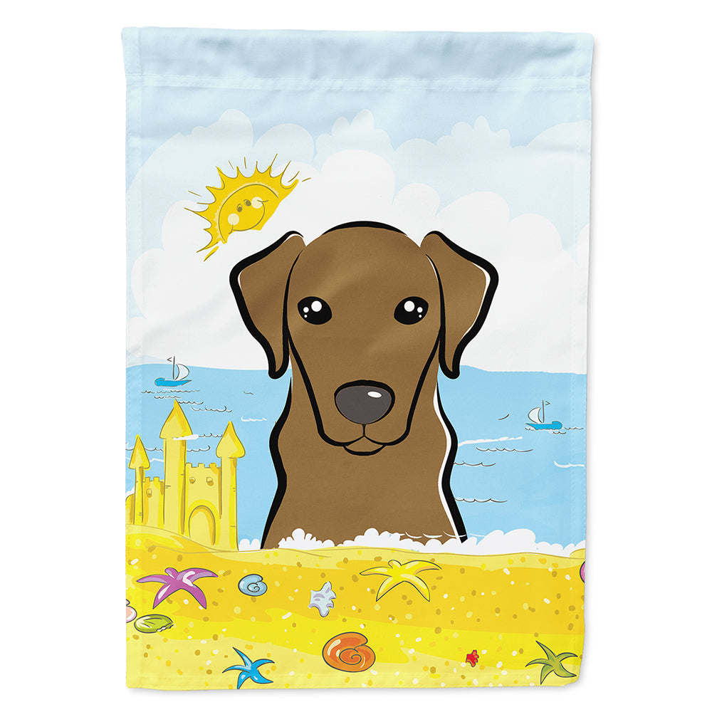 Chocolate Labrador Summer Beach House Flag 28x40 Porch Sleeve Pole Decorative Outside Yard Banner Artwork Wall Hanging, Polyester