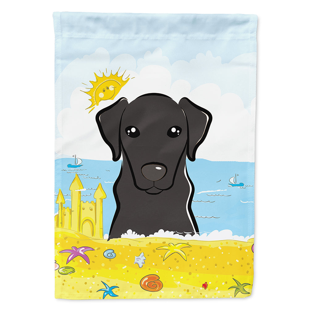Black Labrador Summer Beach House Flag 28x40 Porch Sleeve Pole Decorative Outside Yard Banner Artwork Wall Hanging, Polyester