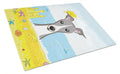 Italian Greyhound Summer Beach Cutting Board Tempered Glass Kitchen Cutting Surface, Heat Resistant Chopping, Non-Slip Feet, Food Prep & Serving