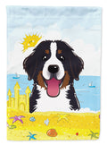 Bernese Mountain Dog Summer Beach House Flag 28x40 Porch Sleeve Pole Decorative Outside Yard Banner Artwork Wall Hanging, Polyester