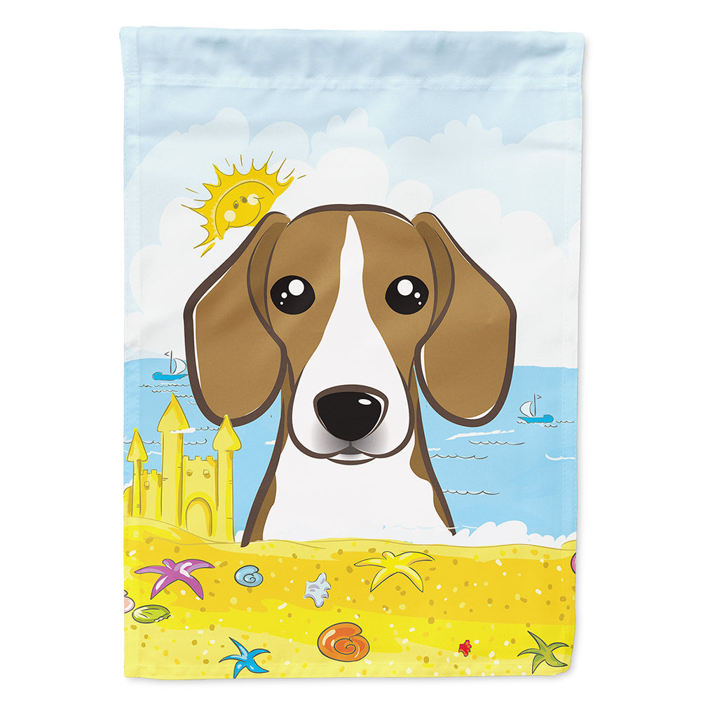 Beagle Summer Beach House Flag 28x40 Porch Sleeve Pole Decorative Outside Yard Banner Artwork Wall Hanging, Polyester