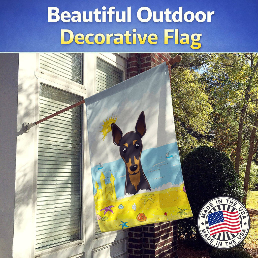 Min Pin Summer Beach House Flag 28x40 Porch Sleeve Pole Decorative Outside Yard Banner Artwork Wall Hanging, Polyester
