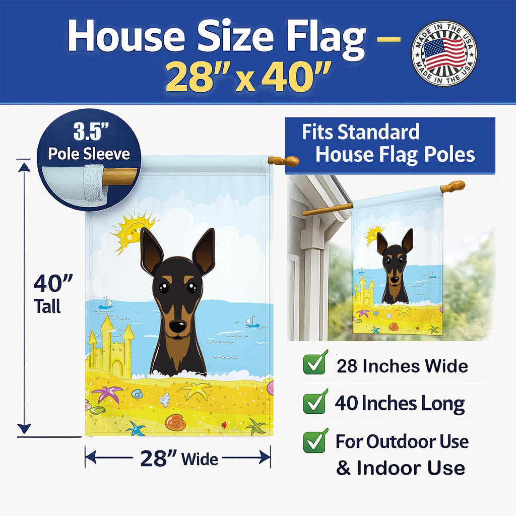 Min Pin Summer Beach House Flag 28x40 Porch Sleeve Pole Decorative Outside Yard Banner Artwork Wall Hanging, Polyester