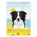 Border Collie Summer Beach House Flag 28x40 Porch Sleeve Pole Decorative Outside Yard Banner Artwork Wall Hanging, Polyester