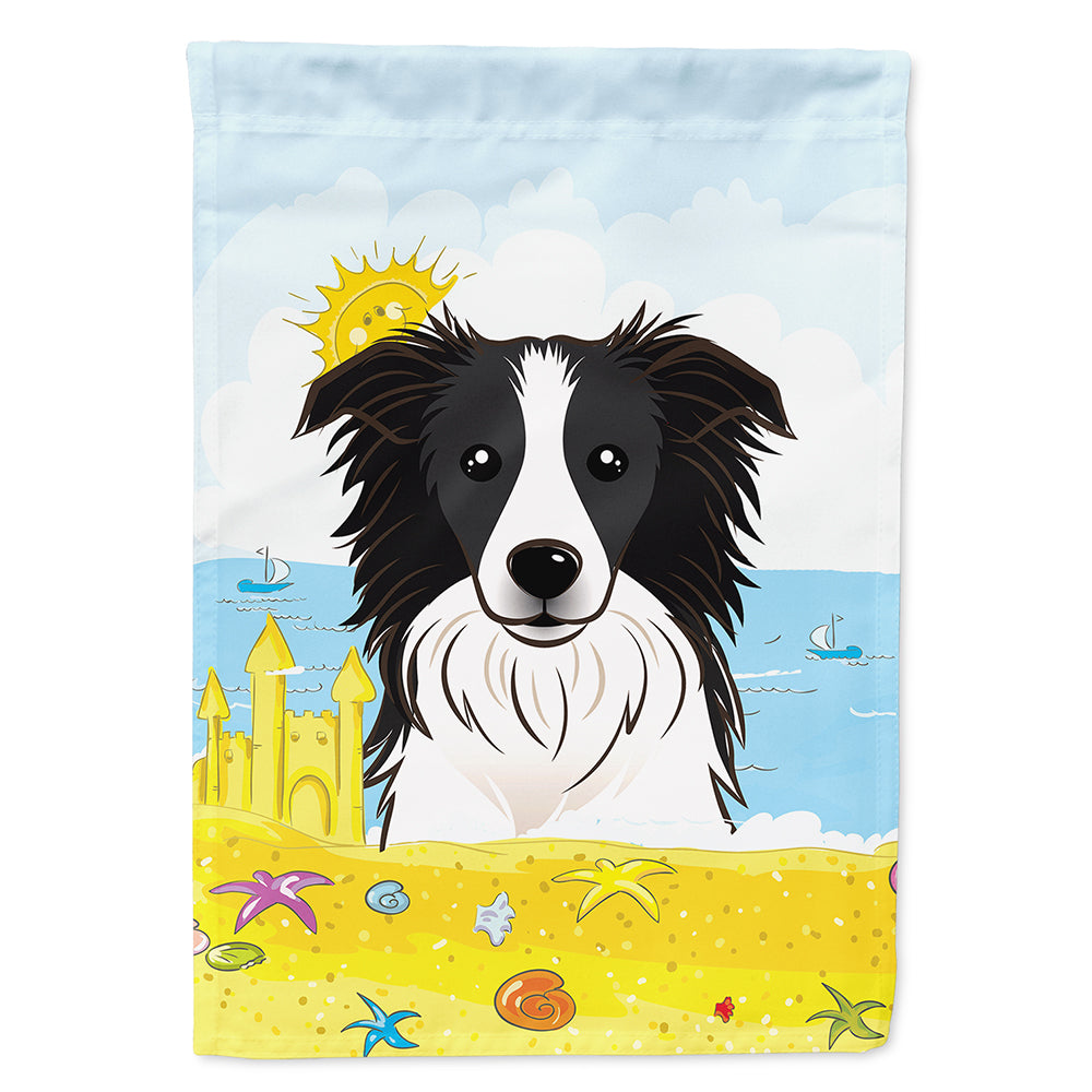 Border Collie Summer Beach House Flag 28x40 Porch Sleeve Pole Decorative Outside Yard Banner Artwork Wall Hanging, Polyester
