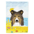 Sheltie Summer Beach House Flag 28x40 Porch Sleeve Pole Decorative Outside Yard Banner Artwork Wall Hanging, Polyester