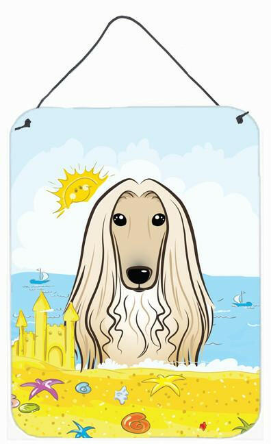 Afghan Hound Summer Beach Wall or Door Hanging Prints Aluminum Metal Sign Kitchen Wall Bar Bathroom Plaque Home Decor Front Door Plaque, 12x16, Multicolor