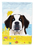 Saint Bernard Summer Beach House Flag 28x40 Porch Sleeve Pole Decorative Outside Yard Banner Artwork Wall Hanging, Polyester
