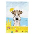 Wire Haired Fox Terrier Summer Beach House Flag 28x40 Porch Sleeve Pole Decorative Outside Yard Banner Artwork Wall Hanging, Polyester