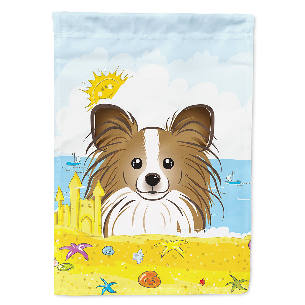 Papillon Summer Beach House Flag 28x40 Porch Sleeve Pole Decorative Outside Yard Banner Artwork Wall Hanging, Polyester