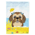Chocolate Brown Shih Tzu Summer Beach House Flag 28x40 Porch Sleeve Pole Decorative Outside Yard Banner Artwork Wall Hanging, Polyester