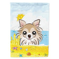 Chihuahua Summer Beach House Flag 28x40 Porch Sleeve Pole Decorative Outside Yard Banner Artwork Wall Hanging, Polyester