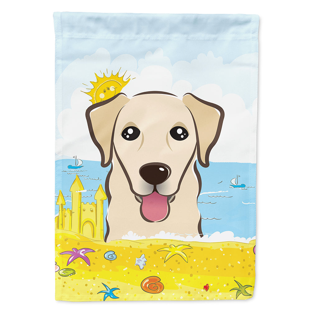 Golden Retriever Summer Beach House Flag 28x40 Porch Sleeve Pole Decorative Outside Yard Banner Artwork Wall Hanging, Polyester