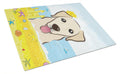 Golden Retriever Summer Beach Cutting Board Tempered Glass Kitchen Cutting Surface, Heat Resistant Chopping, Non-Slip Feet, Food Prep & Serving