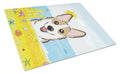 Sable Corgi Summer Beach Cutting Board Tempered Glass Kitchen Cutting Surface, Heat Resistant Chopping, Non-Slip Feet, Food Prep & Serving