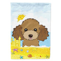 Chocolate Brown Poodle Summer Beach House Flag 28x40 Porch Sleeve Pole Decorative Outside Yard Banner Artwork Wall Hanging, Polyester