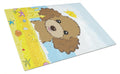 Chocolate Brown Poodle Summer Beach Cutting Board Tempered Glass Kitchen Cutting Surface, Heat Resistant Chopping, Non-Slip Feet, Food Prep & Serving