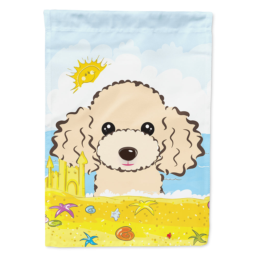 Buff Poodle Summer Beach House Flag 28x40 Porch Sleeve Pole Decorative Outside Yard Banner Artwork Wall Hanging, Polyester
